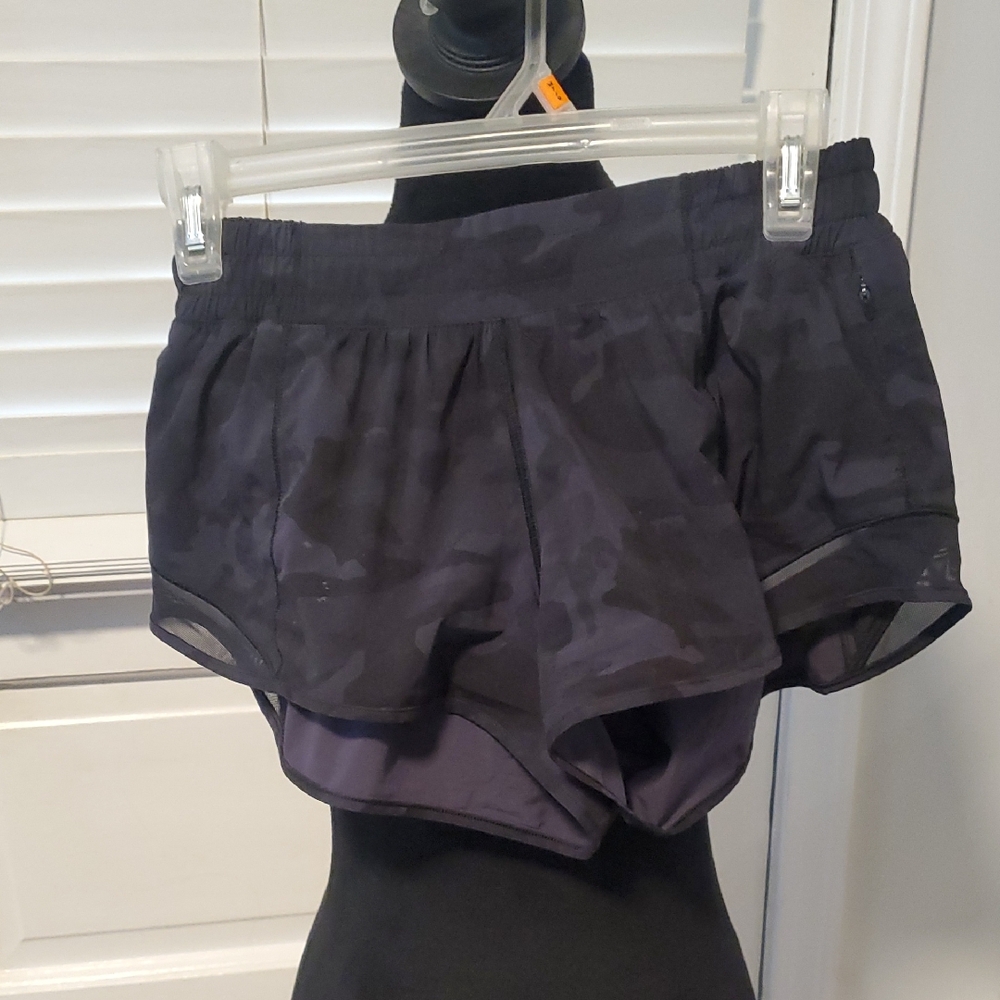 lululemon athletica Black Camo Two-Layer Running Shorts
